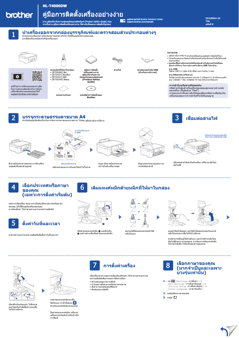 Page 1 de la notice Guide d'installation Brother HL-T4000DW