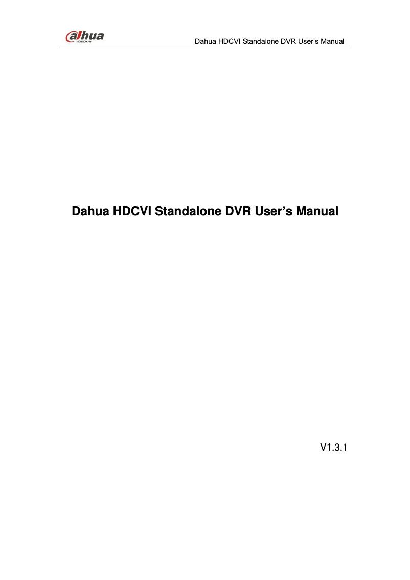 Page n°1 - Manuel utilisateur Dahua Technology XVR8808S