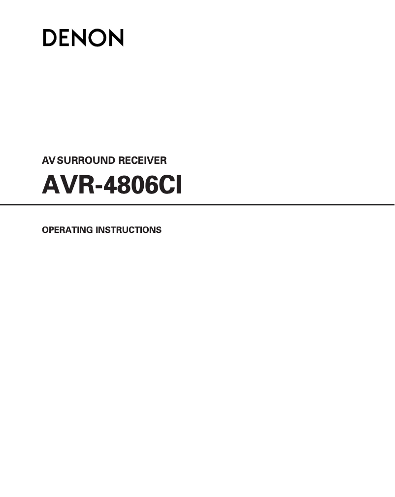 Image de la première page du manuel de l'appareil AVR-4806CI
