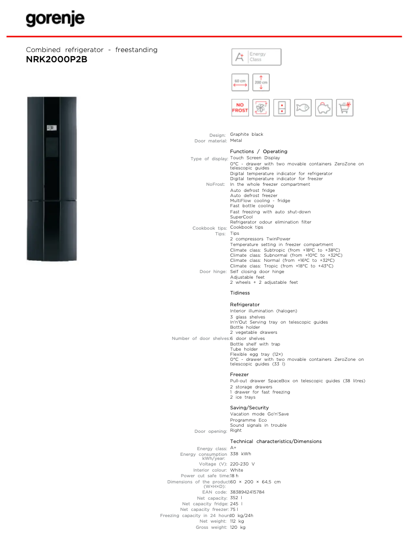 Image de la première page du manuel de l'appareil NRK2000P2B