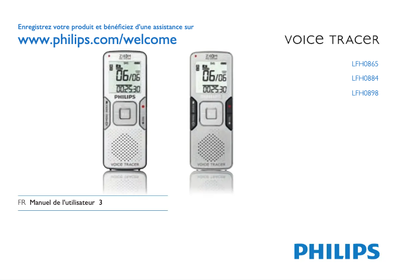 Page 1 de la notice Manuel utilisateur Philips Voice Tracer LFH0884