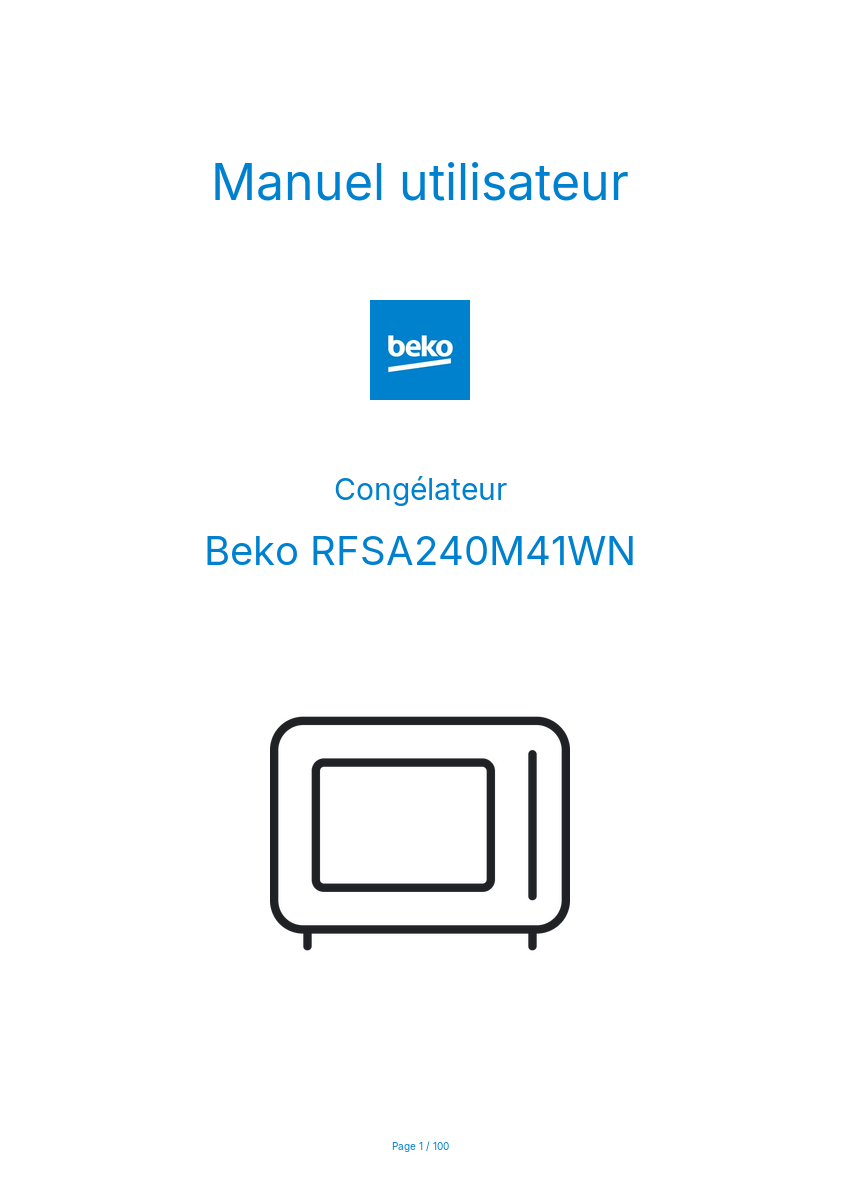 Image de la première page du manuel de l'appareil RFSA240M41WN