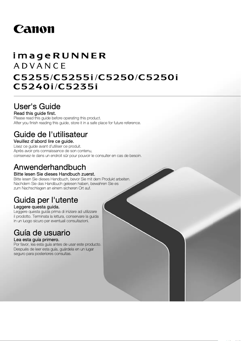 Page 1 de la notice Manuel utilisateur Canon ImageRUNNER ADVANCE C5250i