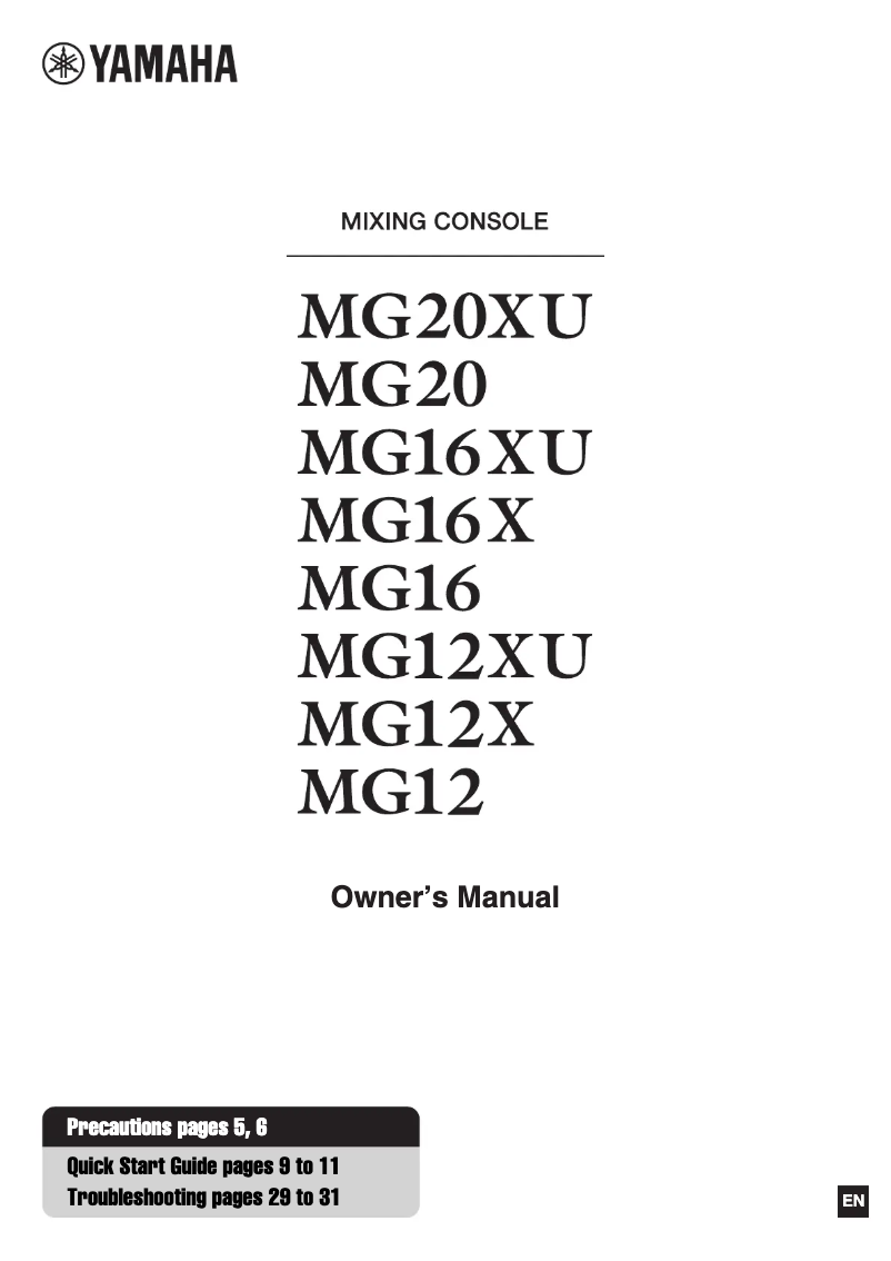 Page 1 de la notice Manuel utilisateur Yamaha MG12X