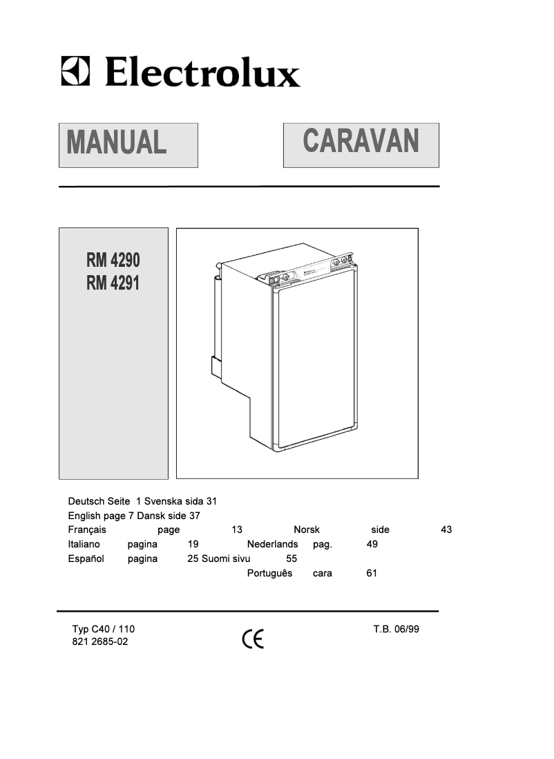 Page 1 de la notice Manuel utilisateur Electrolux RM 4290