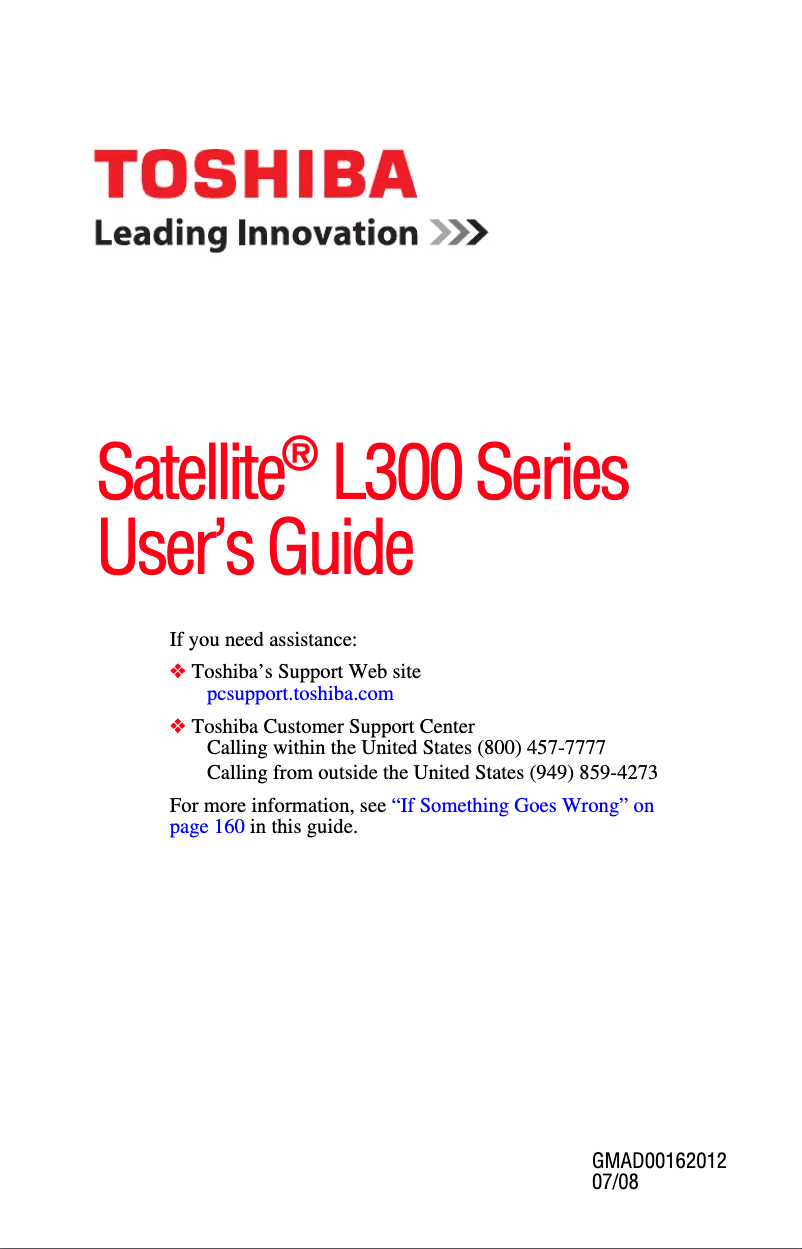 Page n°1 - Manuel utilisateur Toshiba Satellite L300