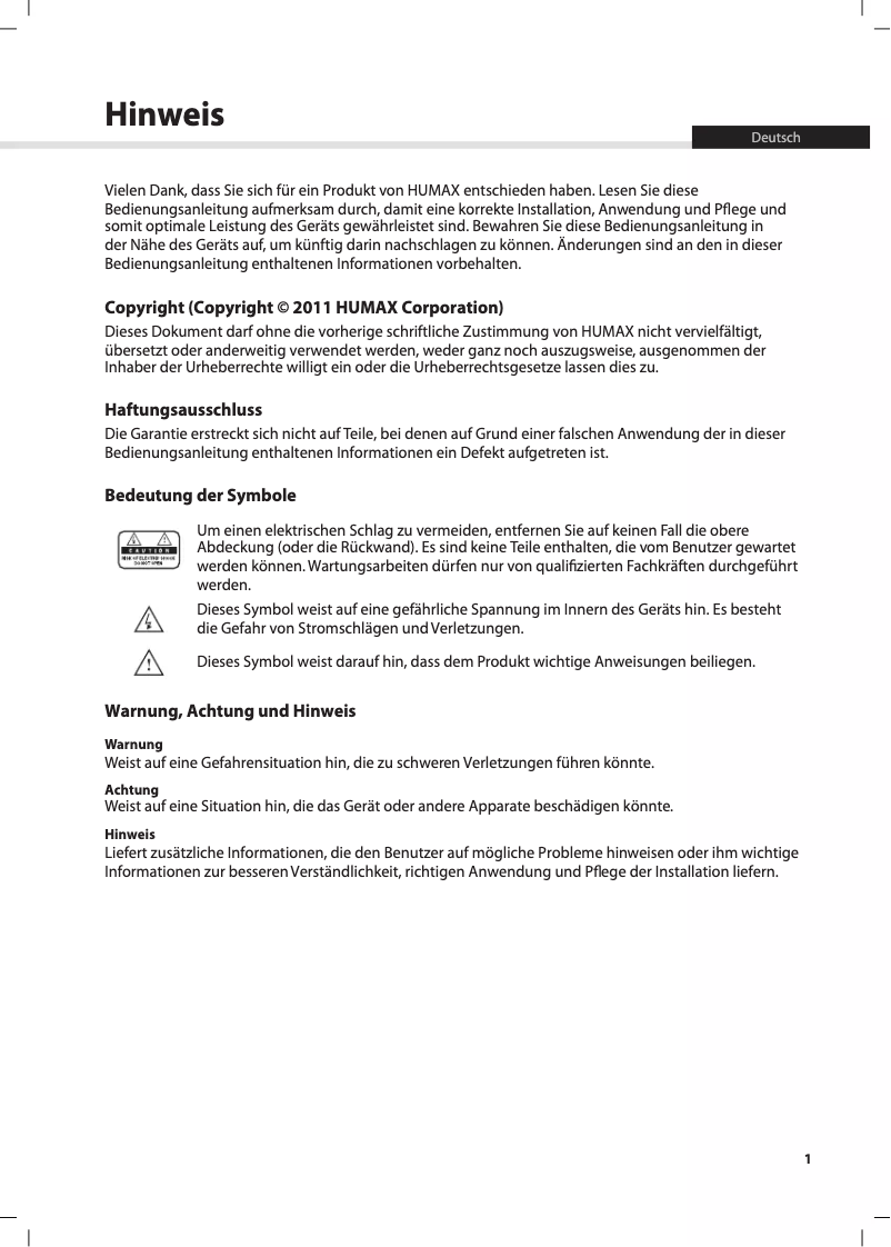 Página 1 del manual Manual de usuario Humax LNB 106