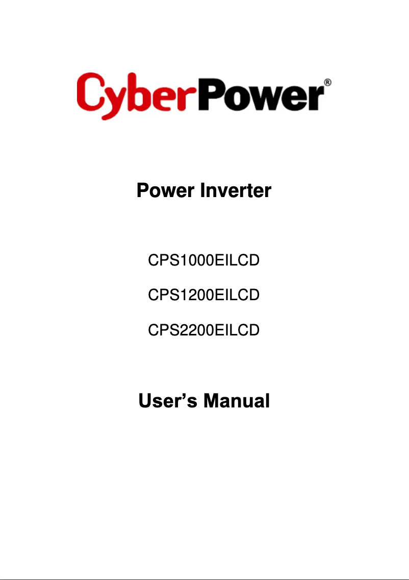Page n°1 - Manuel utilisateur CyberPower CPS1200EILCD