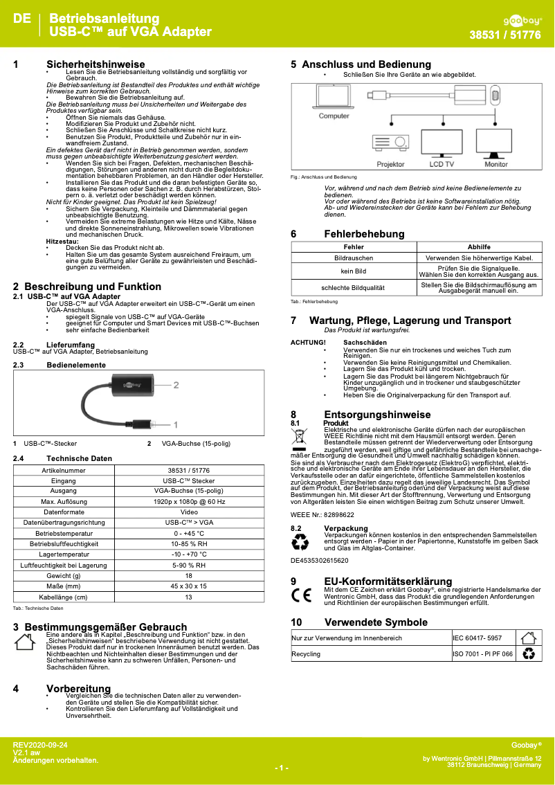 Page n°1 - Manuel utilisateur Goobay 51776
