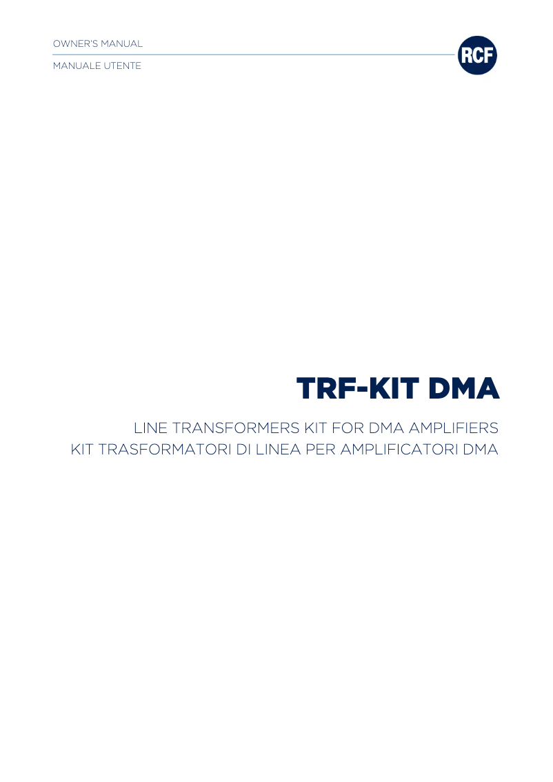 Page 1 de la notice Manuel utilisateur RCF TRF-KIT DMA 162