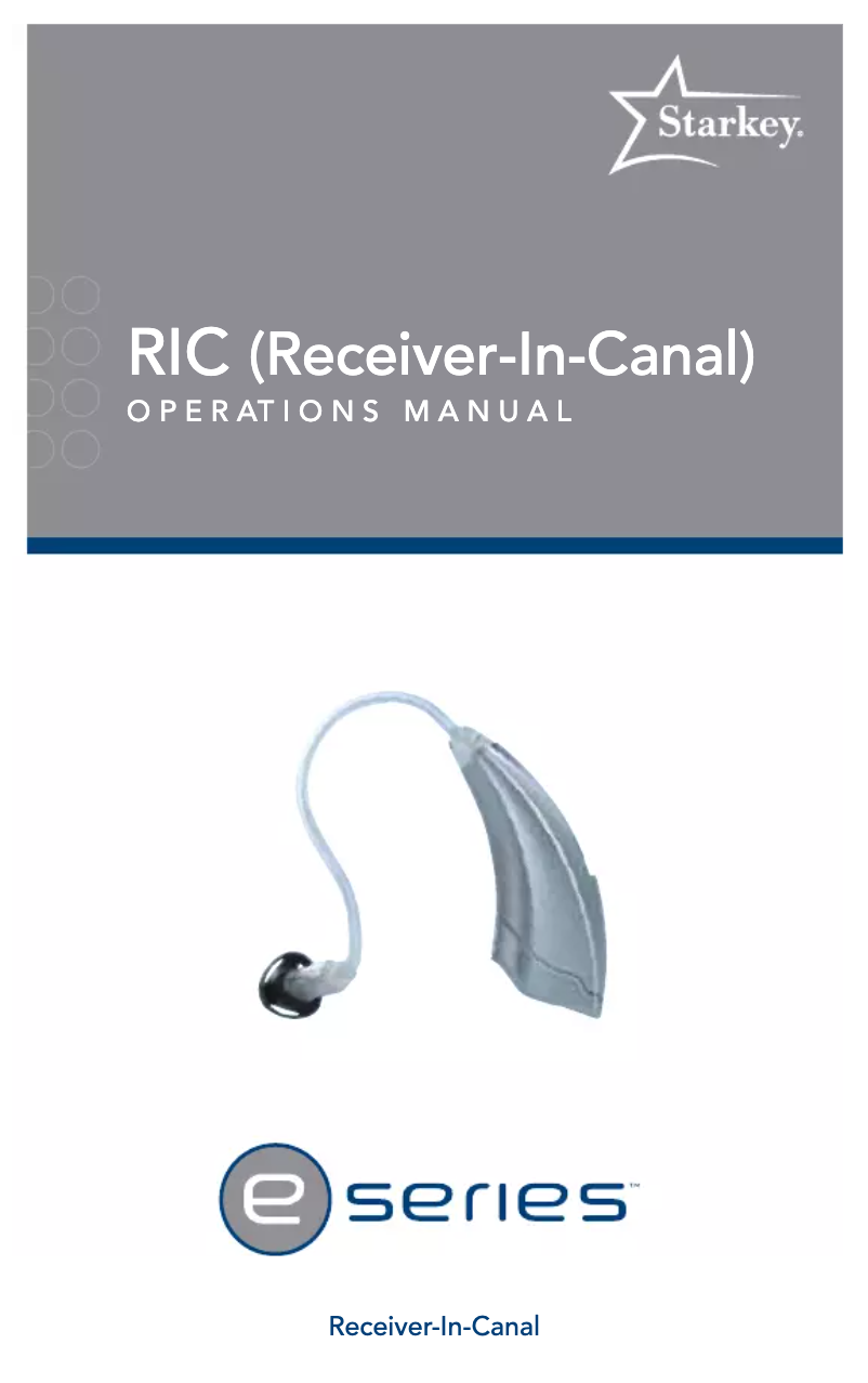 Image de la première page du manuel de l'appareil E Series RIC