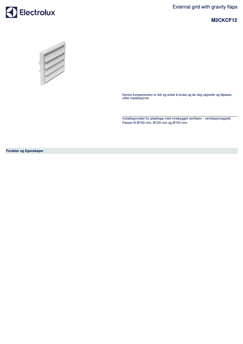 Página 1 del manual Folleto Electrolux M2CKCF12