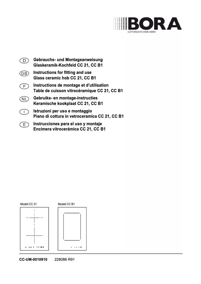 Página 1 del manual Manual de usuario BORA CC B1