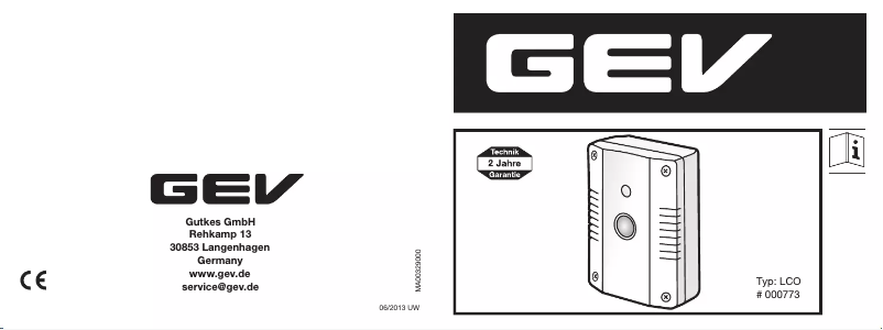 Page 1 of the manual User Manual GEV 000773