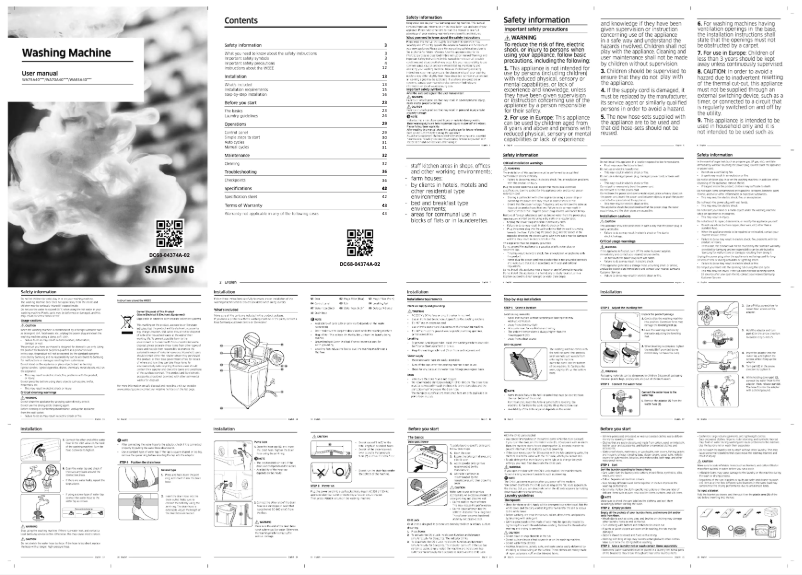 Page 1 de la notice Manuel utilisateur Samsung WA75A4022FF