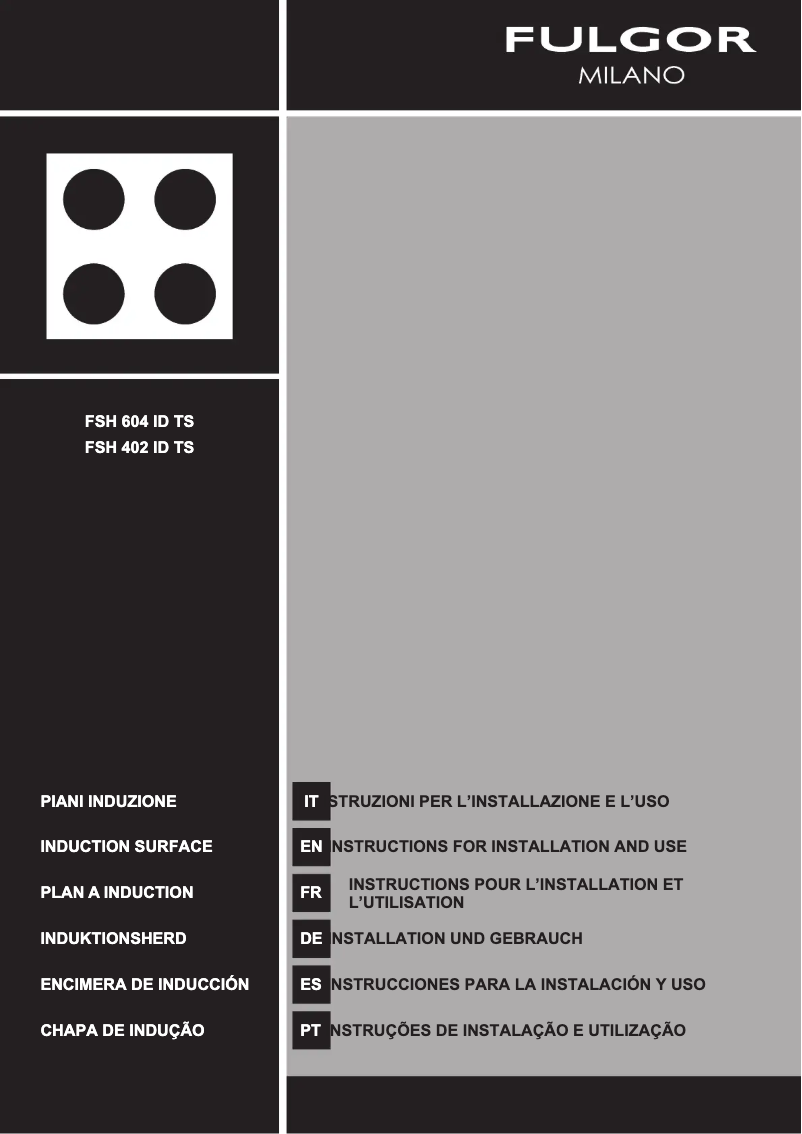 Page 1 of the manual Installation Guide Fulgor Milano FSH 402 ID TS WH