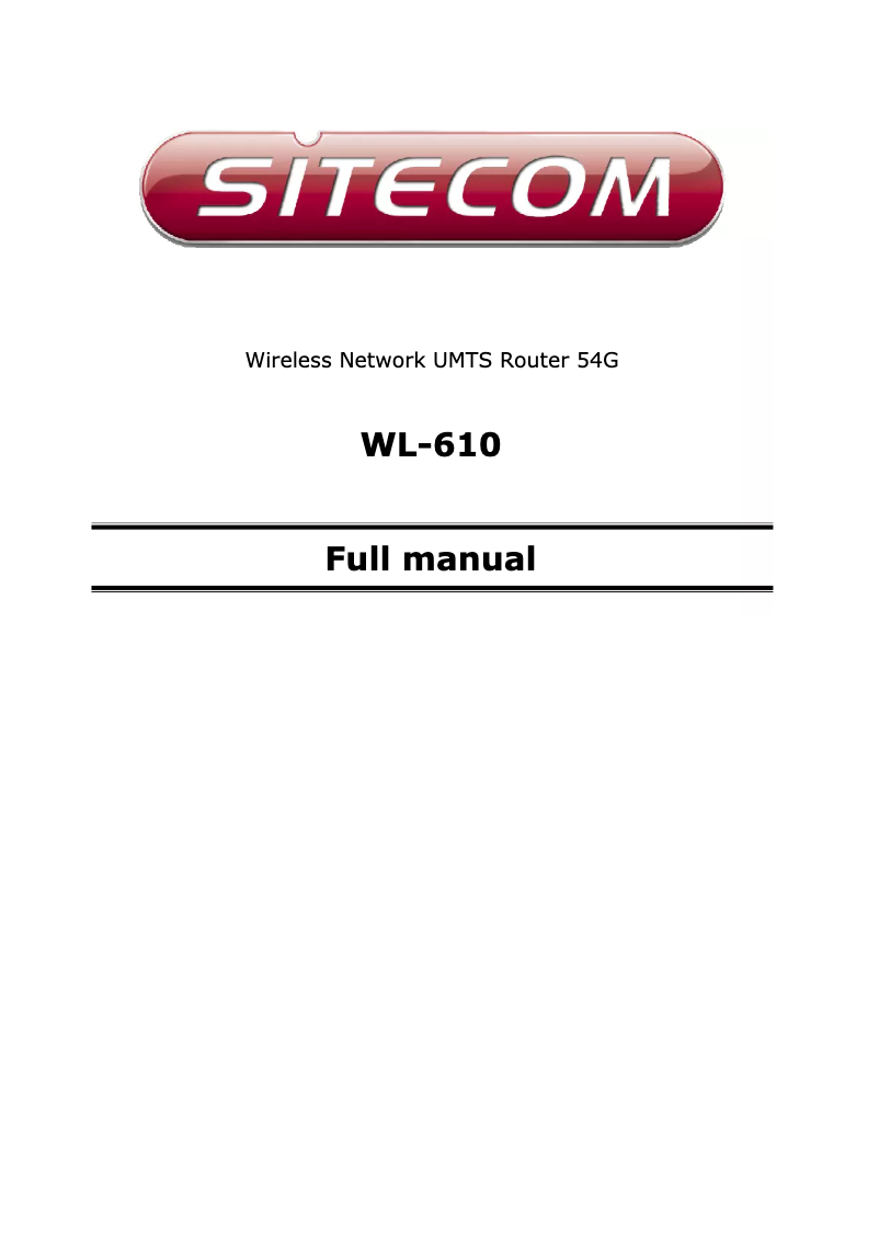Page n°1 - Manuel utilisateur Sitecom WL-610