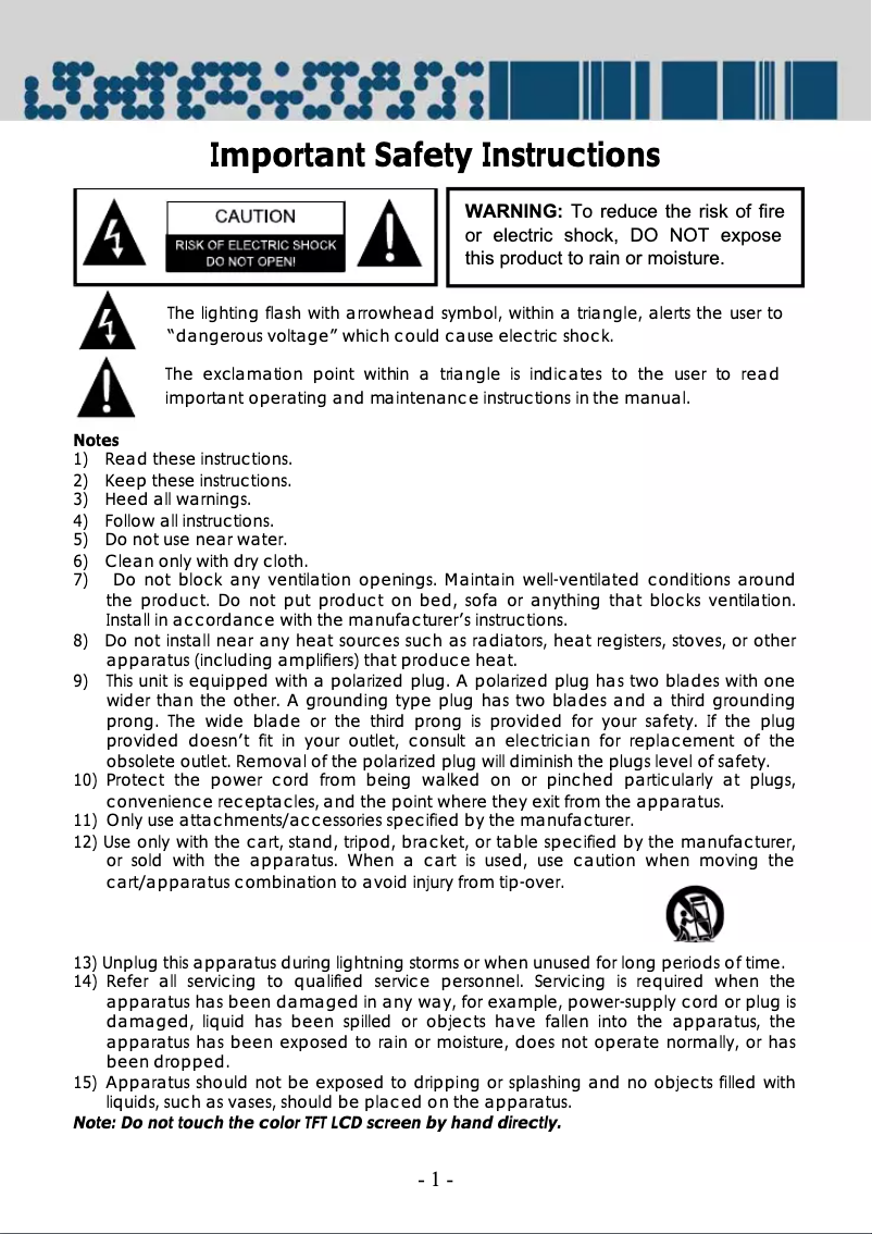 Page 1 de la notice Manuel utilisateur Nextar MC3007