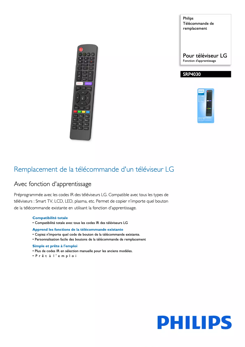 Image de la première page du manuel de l'appareil SRP4030