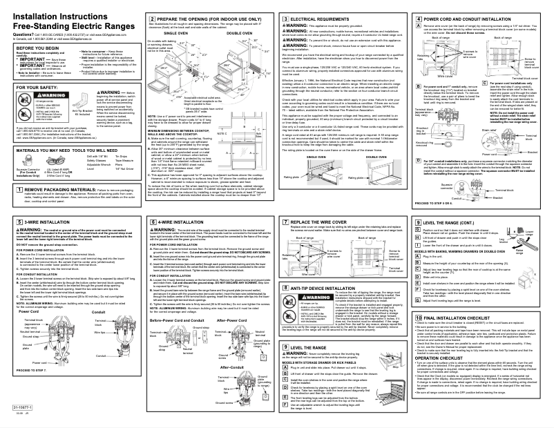Page 1 of the manual Installation Guide GE JBP68DMWW