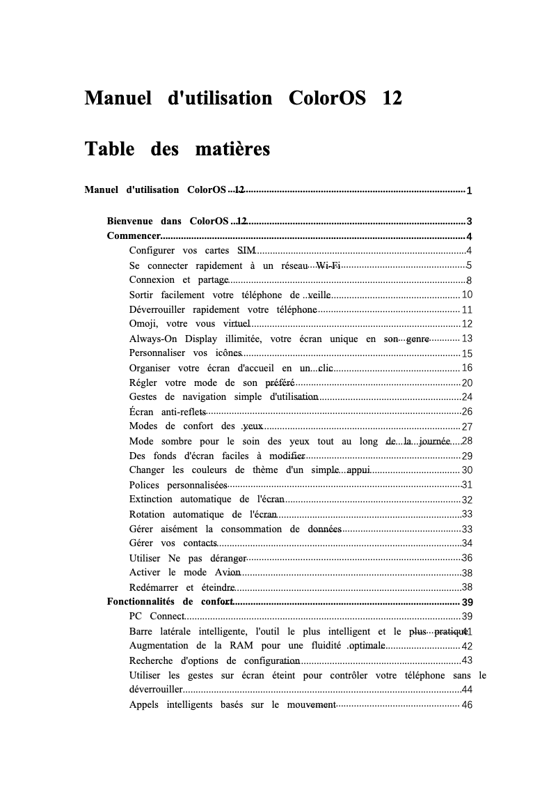 Page 1 de la notice Manuel utilisateur Oppo Reno 8 Lite 5G