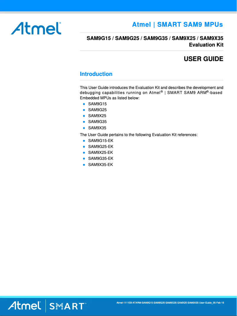 Imagen de la primera página del manual del dispositivo AT91SAM9G15