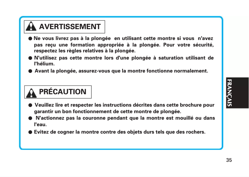 Page 1 de la notice Manuel utilisateur Seiko Prospex SRPC35K1