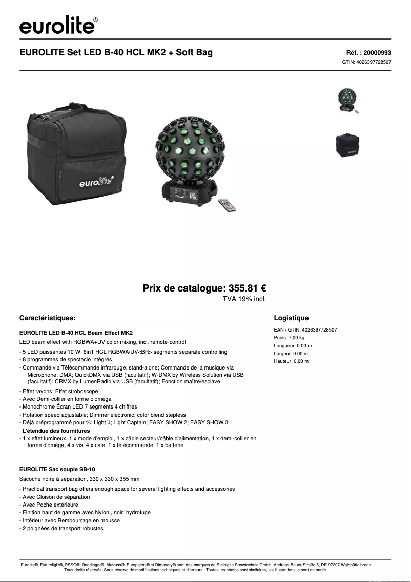 Image de la première page du manuel de l'appareil LED B-40