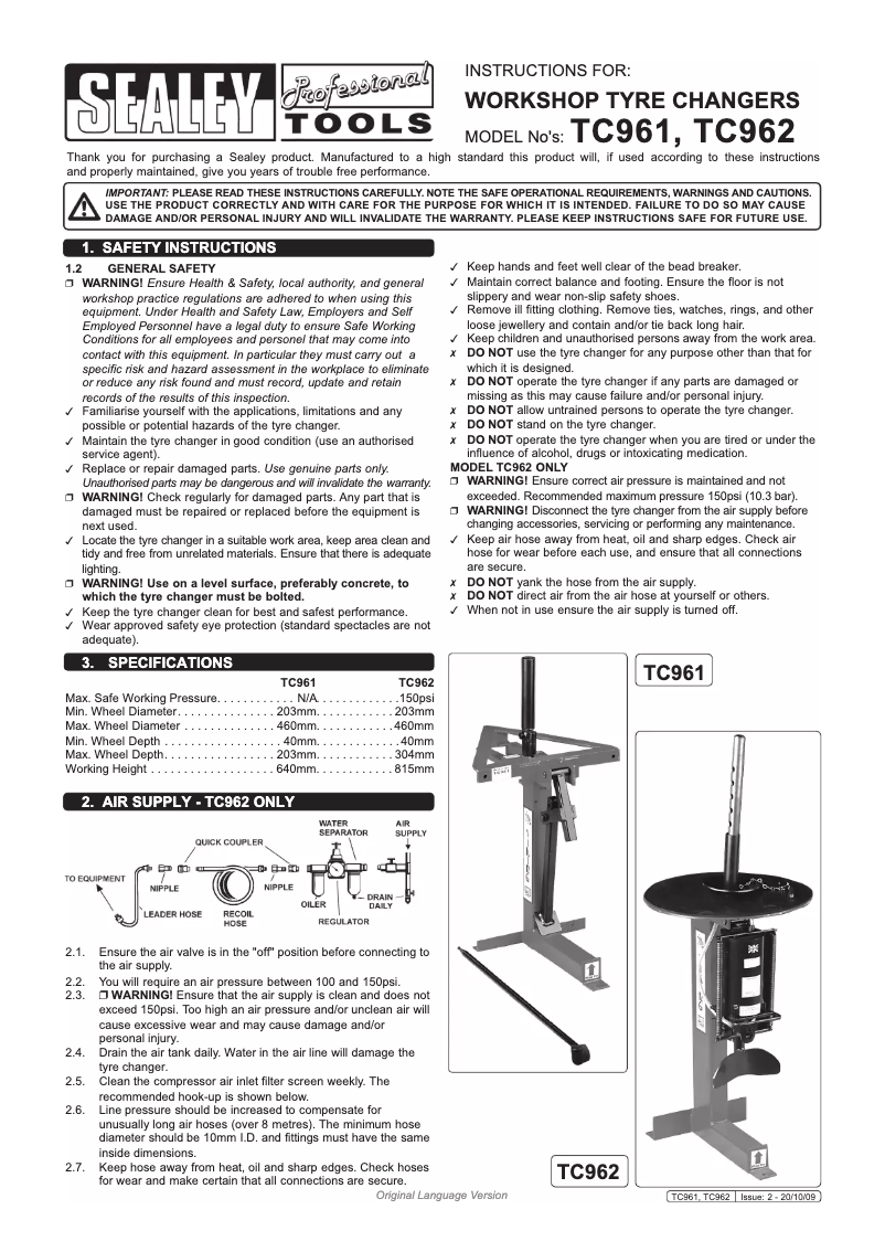 Image de la première page du manuel de l'appareil TC961