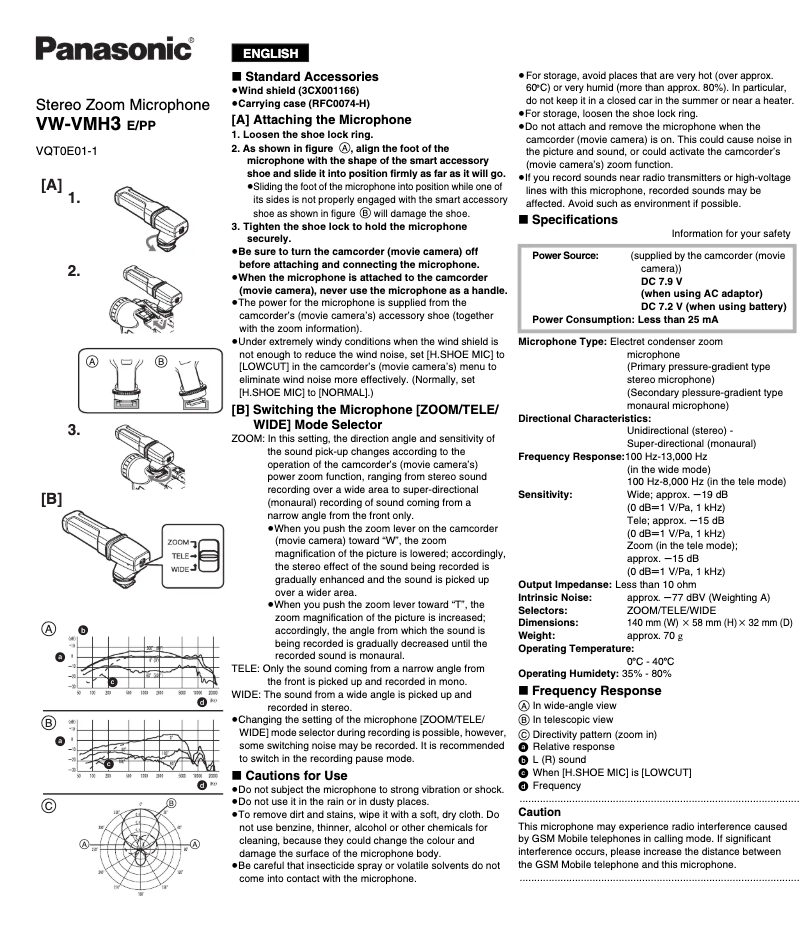 Page 1 de la notice Manuel utilisateur Panasonic VW-VMH3E