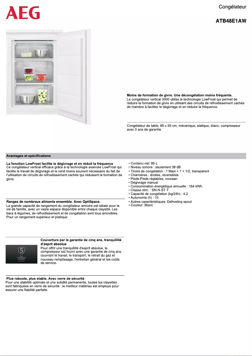 Página 1 del manual Ficha técnica AEG ATB48E1AW