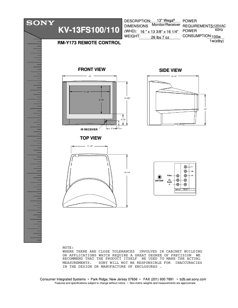Image de la première page du manuel de l'appareil KV-13FS110