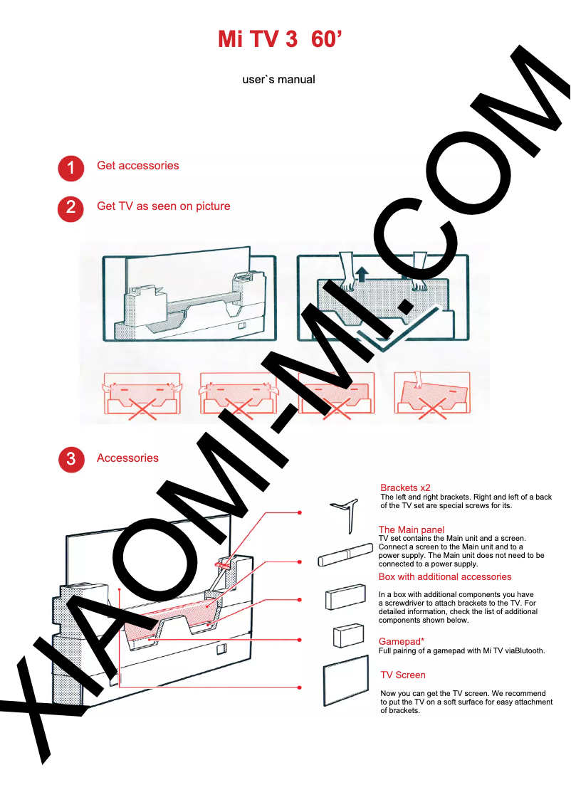 Page 1 de la notice Manuel utilisateur Xiaomi Mi TV 3 60"