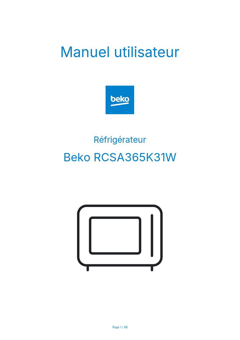 Image de la première page du manuel de l'appareil RCSA365K31W