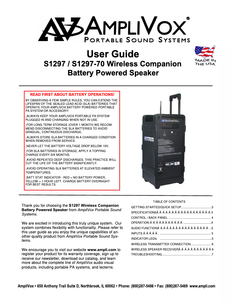 Page n°1 - Manuel utilisateur AmpliVox S1297