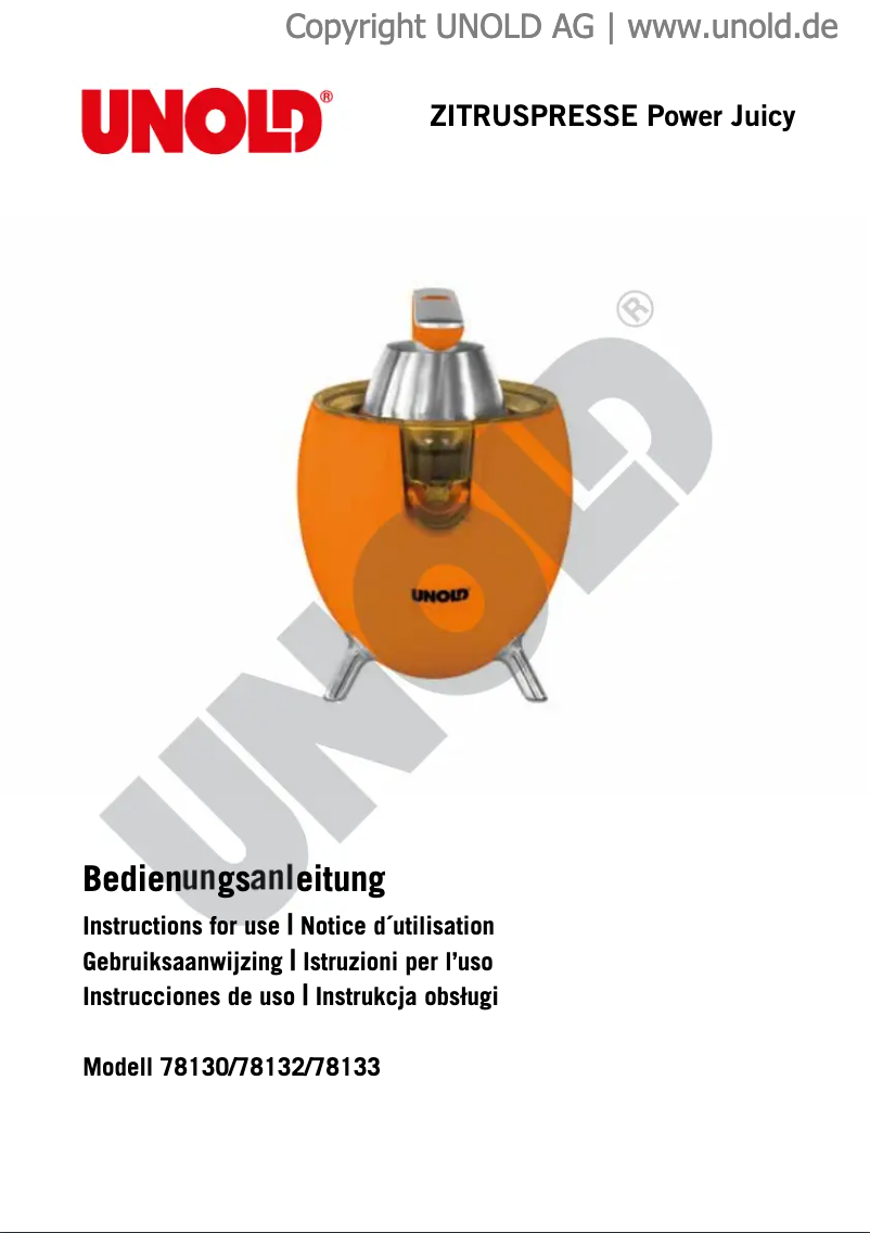 Image de la première page du manuel de l'appareil Power Juicy 78133