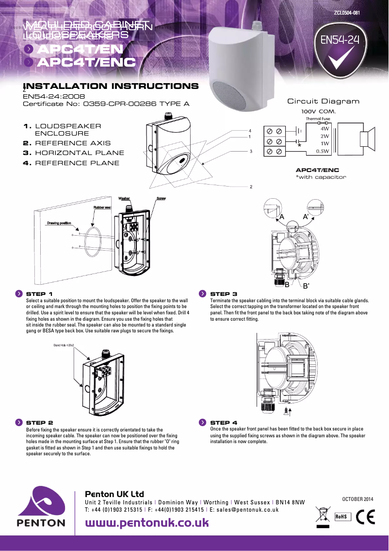 Image de la première page du manuel de l'appareil APC4T/EN