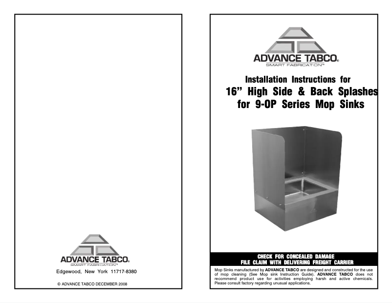 Page 1 de la notice Manuel utilisateur Advance Tabco K-288R