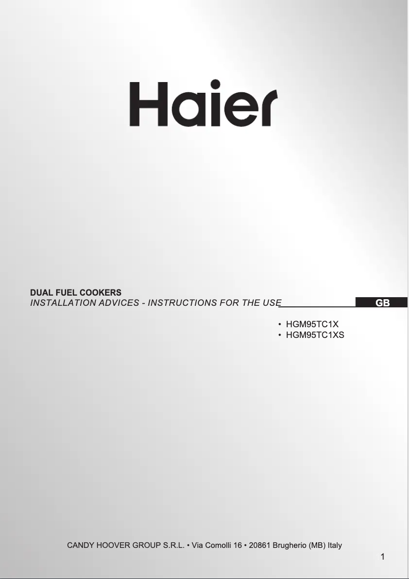 Page 1 de la notice Manuel utilisateur Haier HGM95TC1XS
