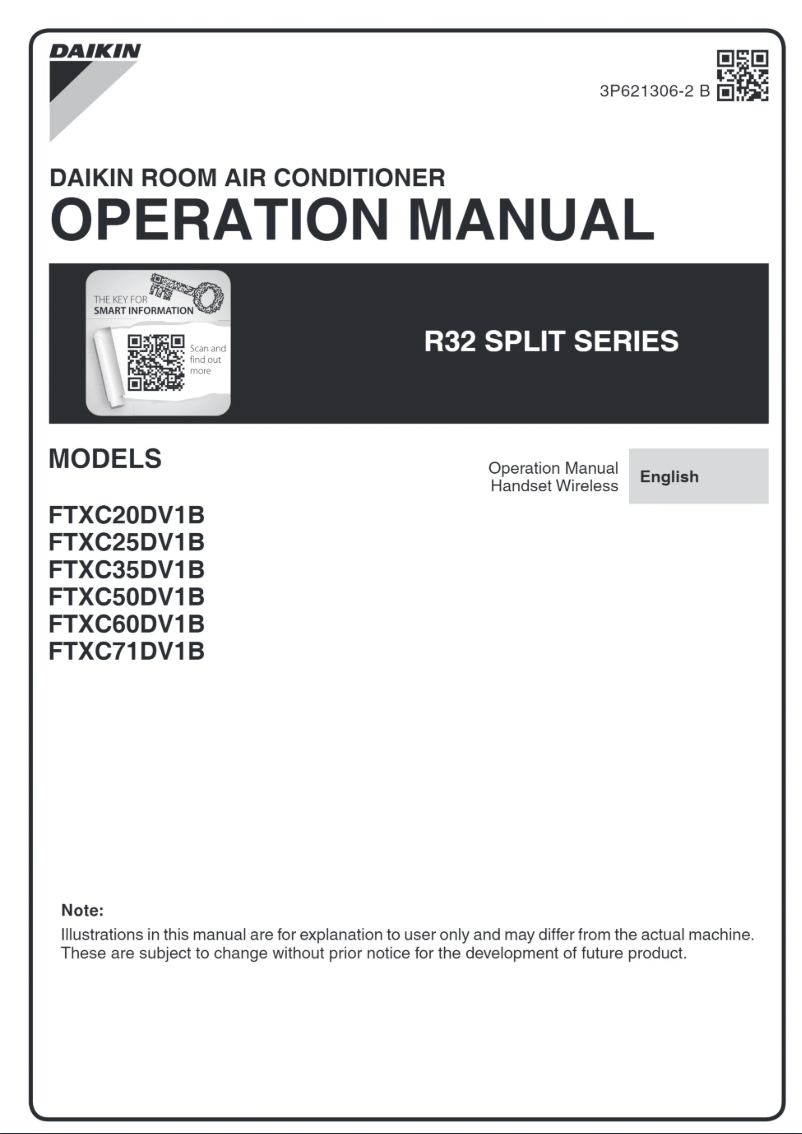 Image de la première page du manuel de l'appareil FTXC20DV1B
