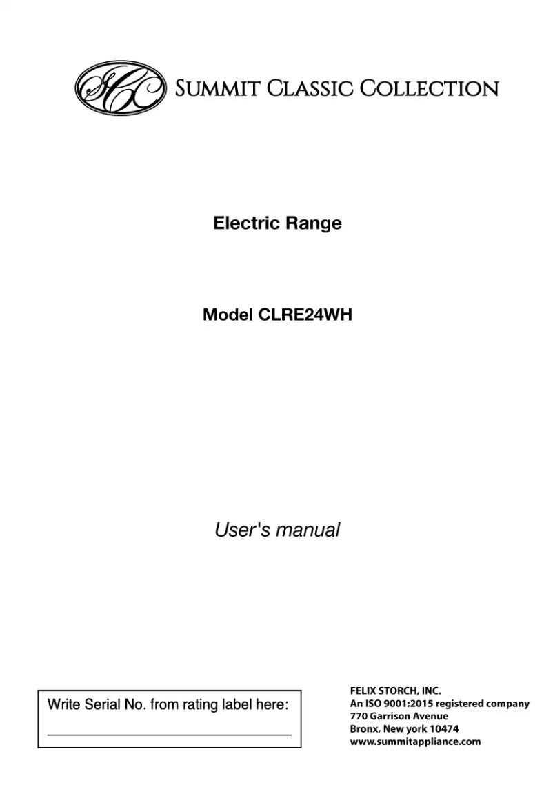 Image de la première page du manuel de l'appareil CLRE24WH