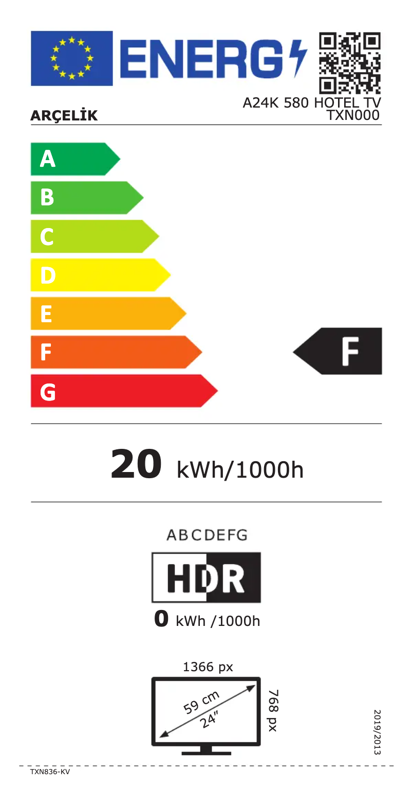 Page n°1 - Label énergétique Arçelik A24K 580