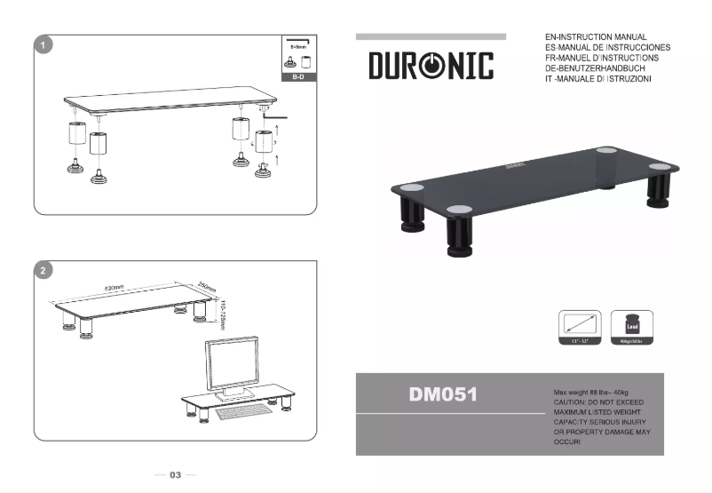 Page n°1 - Manuel utilisateur Duronic DM051