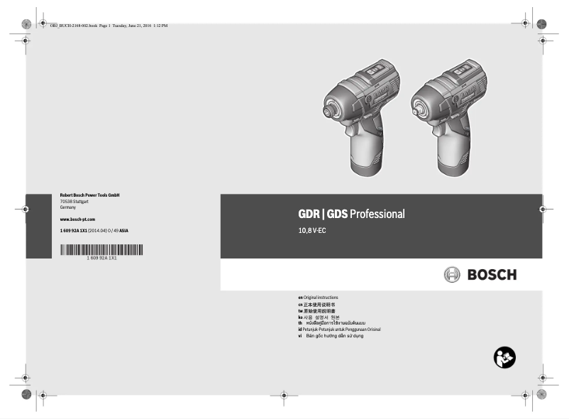 Page 1 de la notice Manuel utilisateur Bosch GDR 10,8 V-EC Professional