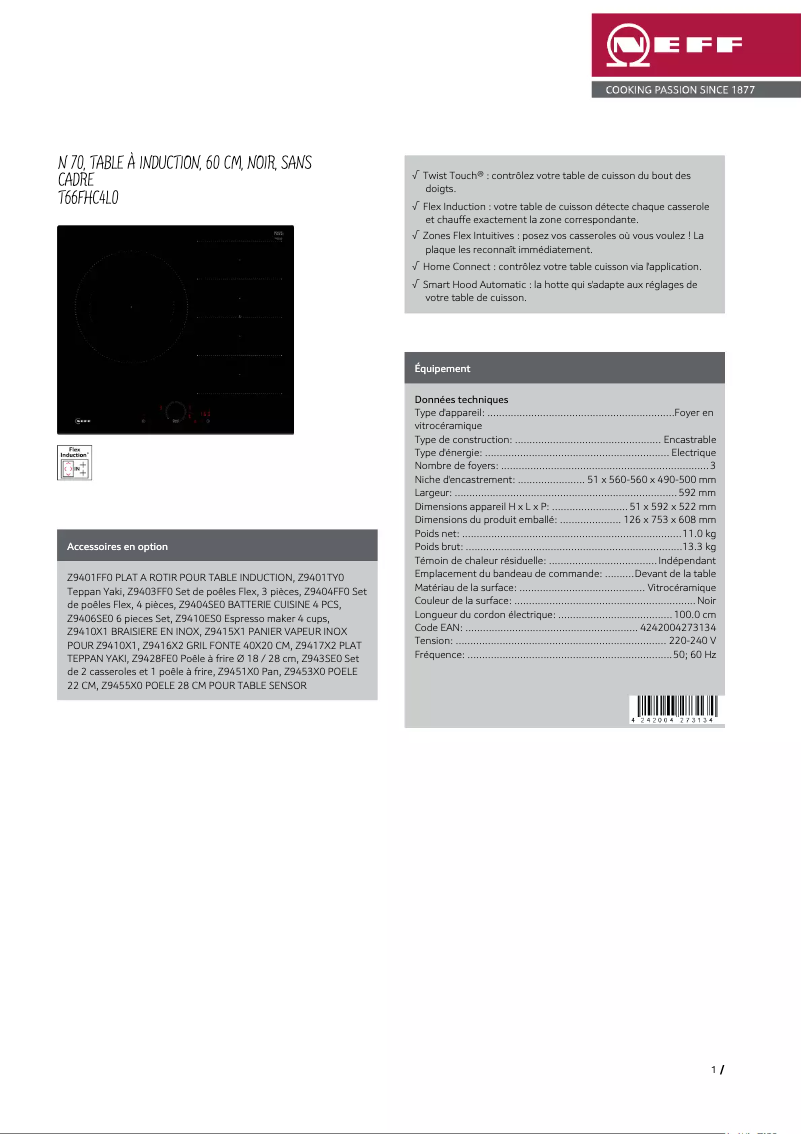 Image de la première page du manuel de l'appareil T66FHC4L0