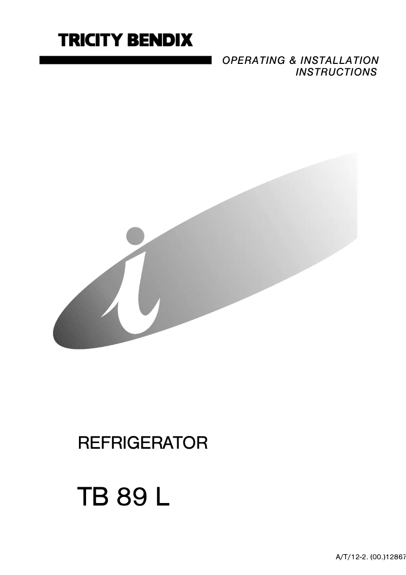 Page n°1 - Manuel utilisateur Tricity Bendix TB89L