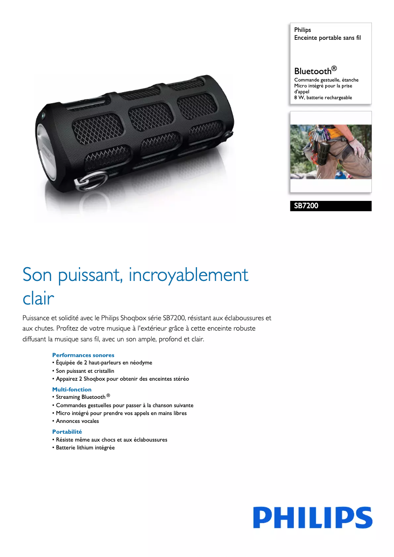Page 1 de la notice Fiche technique Philips SB7200