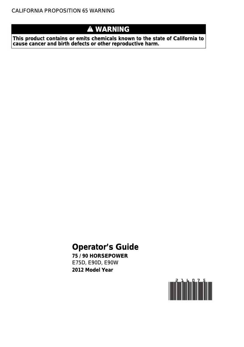 Page 1 de la notice Manuel utilisateur Evinrude E90W (2012)