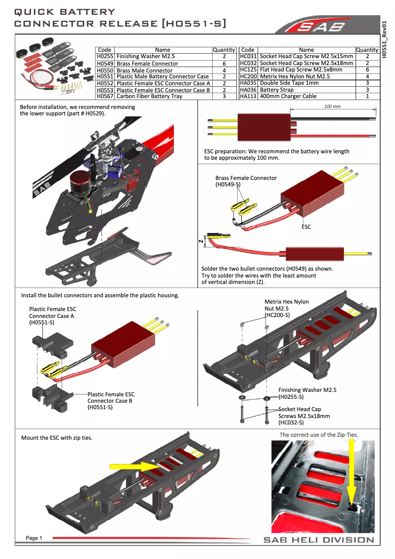 Page 1 de la notice Manuel utilisateur SAB H0551-S