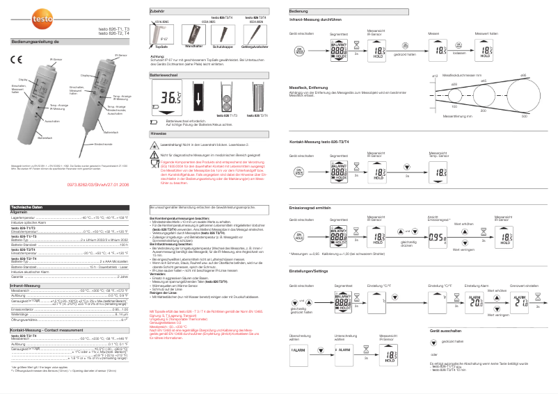 Page n°1 - Manuel utilisateur Testo 826-T2